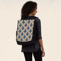 Fleur de Lis Pattern, Royal French Blue on Cream