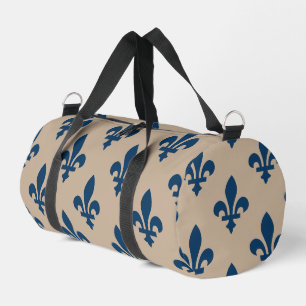 Fleur de Lis Pattern, Royal French Blue on Cream Duffle Bag