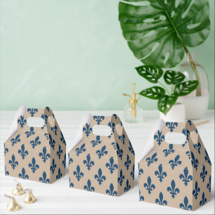 Fleur de Lis Pattern, Royal French Blue on Cream Favor Box