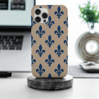 Fleur de Lis Pattern, Royal French Blue on Cream