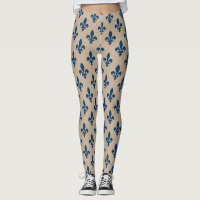Fleur de Lis Pattern, Royal French Blue on Cream