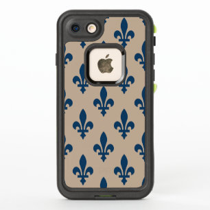 Fleur de Lis Pattern, Royal French Blue on Cream