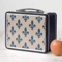 Fleur de Lis Pattern, Royal French Blue on Cream