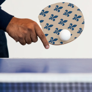 Fleur de Lis Pattern, Royal French Blue on Cream Ping Pong Paddle