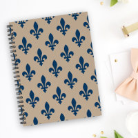 Fleur de Lis Pattern, Royal French Blue on Cream