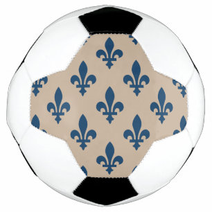 Fleur de Lis Pattern, Royal French Blue on Cream Soccer Ball