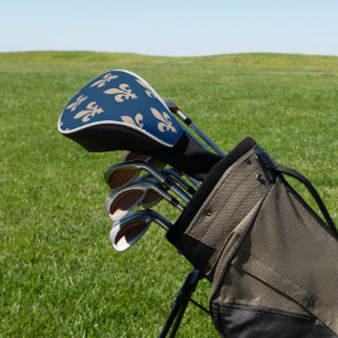 Fleur de Lis Pattern, Royal French, Cream on Blue Golf Head Cover