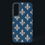 Fleur de Lis Pattern, Royal French, Cream on Blue Samsung Galaxy Case<br><div class="desc">Elegant,  stylish and sophisticated pattern with cream Fleur De Lis Pattern on navy blue background. Modern and trendy design,  perfect for the heraldry charge lover.</div>