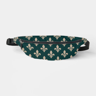 Fleur de Lis Pattern, Royal French Cream on Green Fanny Pack