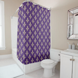 Fleur de Lis Pattern, Royal French Cream on Purple