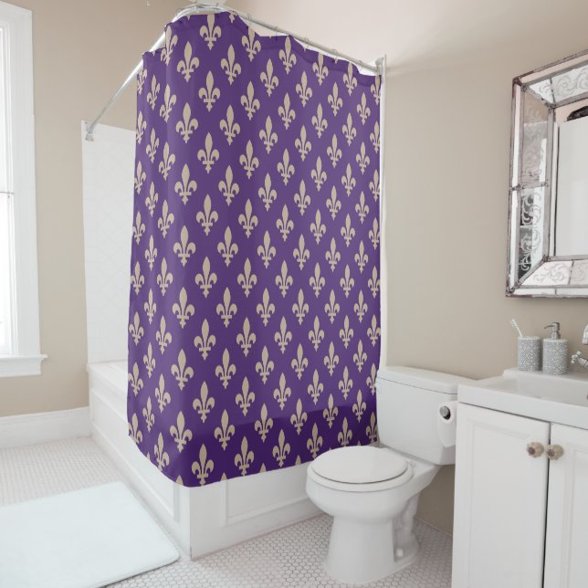 Fleur de Lis Pattern, Royal French Cream on Purple (In Situ)