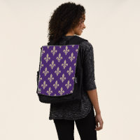 Fleur de Lis Pattern, Royal French Cream on Purple