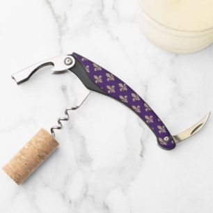 Fleur de Lis Pattern, Royal French Cream on Purple Corkscrew