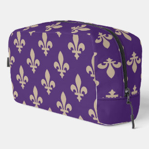 Fleur de Lis Pattern, Royal French Cream on Purple Dopp Kit