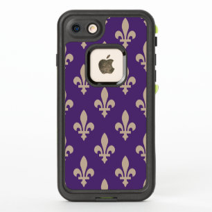 Fleur de Lis Pattern, Royal French Cream on Purple
