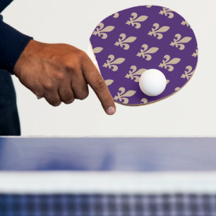 Fleur de Lis Pattern, Royal French Cream on Purple Ping Pong Paddle