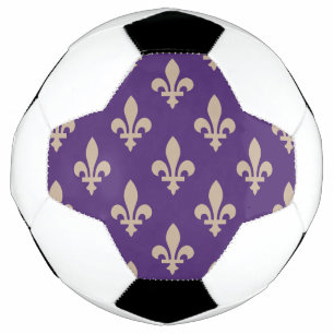 Fleur de Lis Pattern, Royal French Cream on Purple Soccer Ball