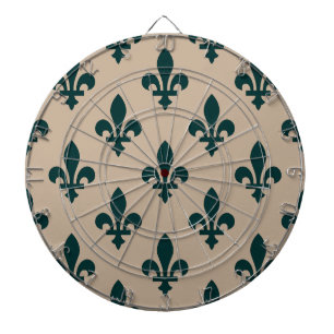 Fleur de Lis Pattern, Royal French Green on Cream Dartboard