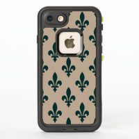 Fleur de Lis Pattern, Royal French Green on Cream