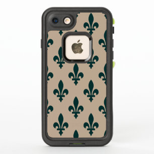 Fleur de Lis Pattern, Royal French Green on Cream