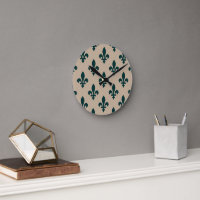 Fleur de Lis Pattern, Royal French Green on Cream