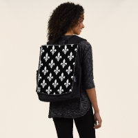 Fleur de Lis Pattern, Royal French, White on Black