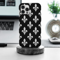Fleur de Lis Pattern, Royal French, White on Black