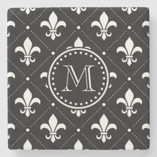 Fleur De Lis Pattern Stone Coaster