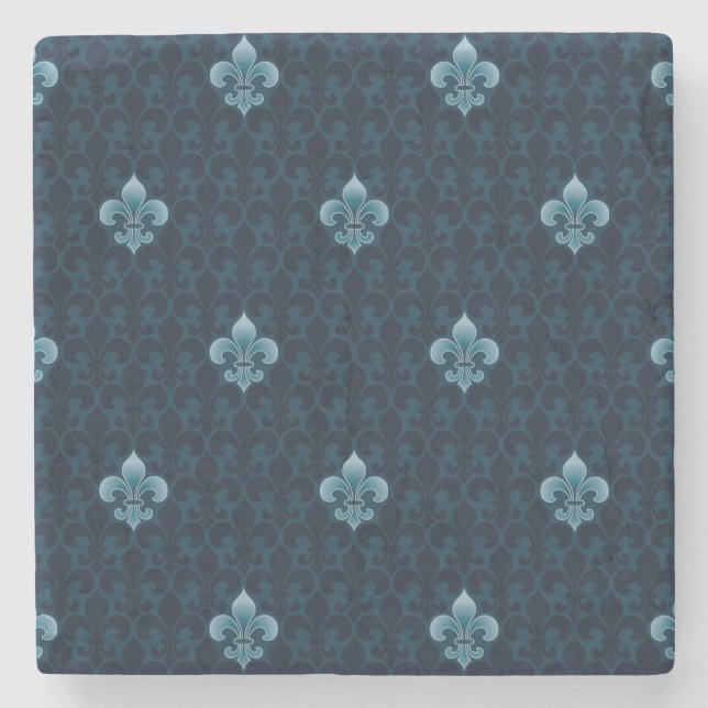 Fleur De Lis Pattern Stone Coaster (Front)