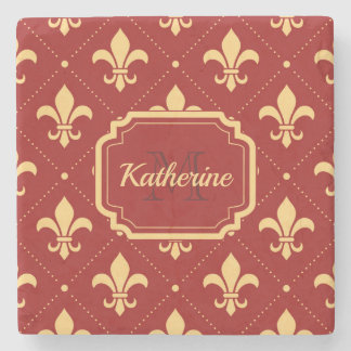 Fleur-de-lis Pattern Stone Coaster