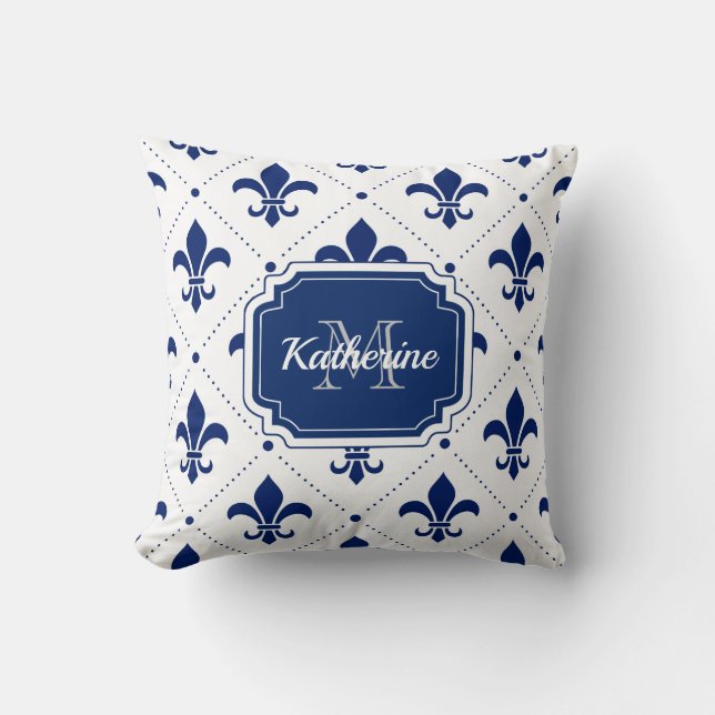 Fleur-de-lis Pattern Throw Pillow (Front)