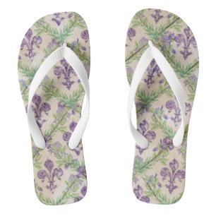 Fleur-de-lis pattern - watercolor Iris Flip Flops