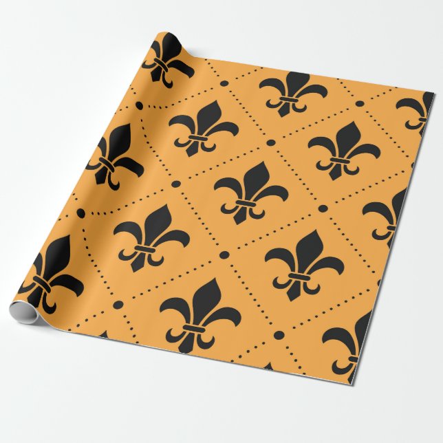 Fleur De Lis Pattern Wrapping Paper (Unrolled)
