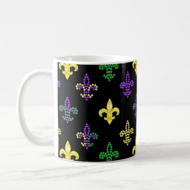 Fleur de Lis perles - Mug de café noir (Gauche)