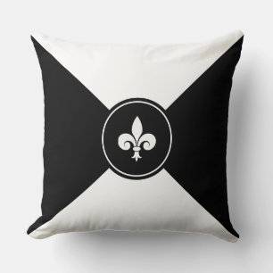 Fleur de Lis personnalisée sur Coussin de jet noir
