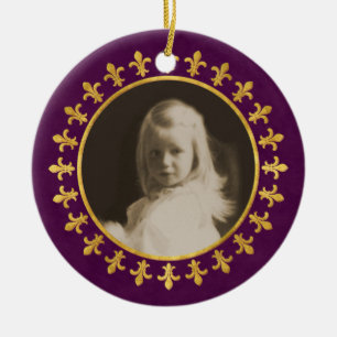 Fleur-de-lis Photo Frame Ceramic Ornament