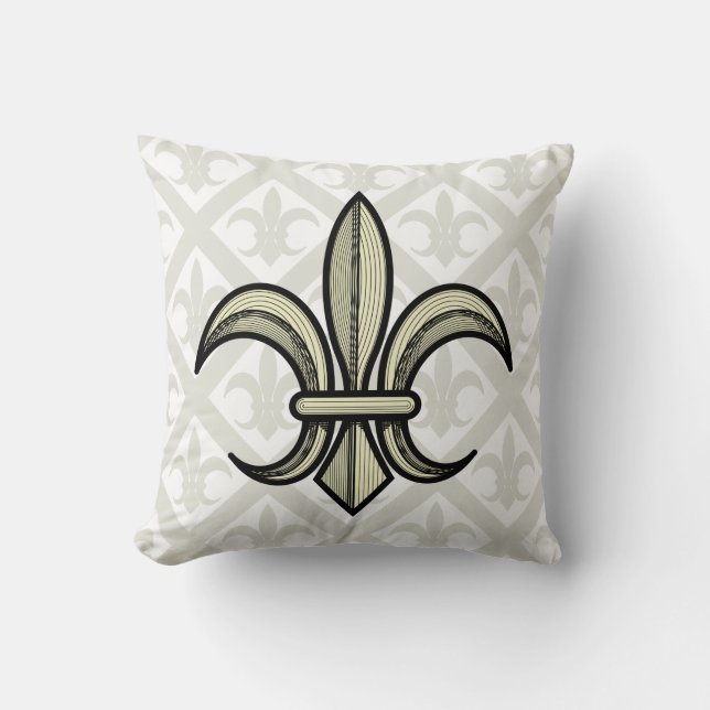 Fleur-de-Lis Pillow (gold & silver) (Front)