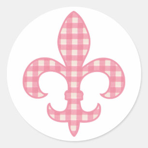 Fleur de lis Pink Gingham stickers