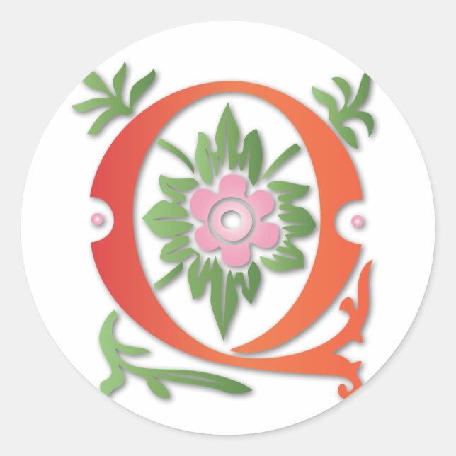 Fleur-de-lis Q Monogram Classic Round Sticker (Front)