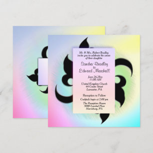 Fleur de lis Rainbow Wedding Invitation