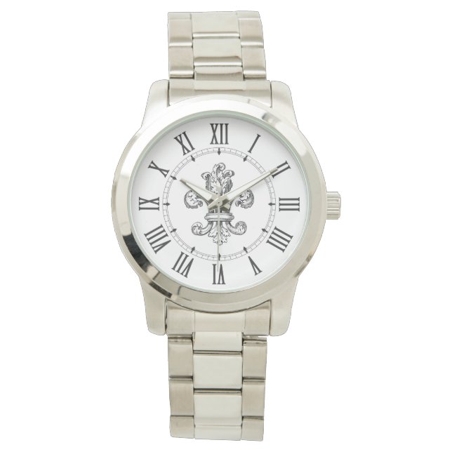 Fleur de Lis Roman Numerals Watch (Front)