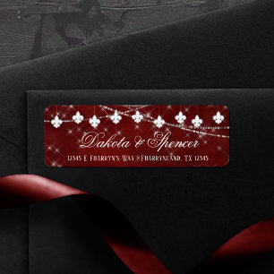 Fleur de Lis Rouge foncé Adresse élégante