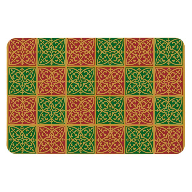 Fleur de Lis Rouge Vert Vacances Magnet (Horizontal)