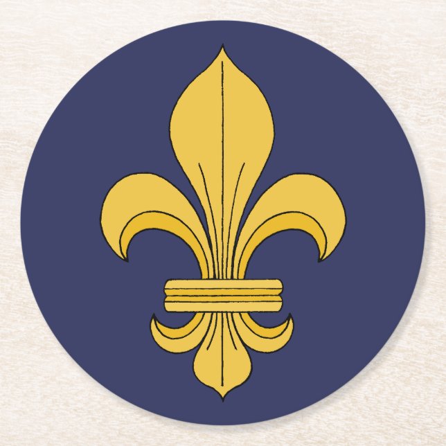 Fleur-de-lis Round Paper Coaster (Front)