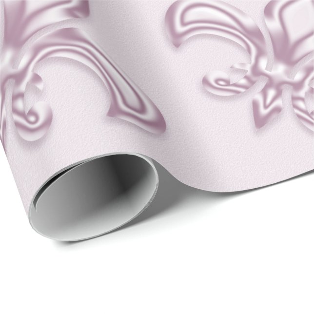 Fleur de Lis royal pink metallic  pattern Wrapping Paper (Roll Corner)