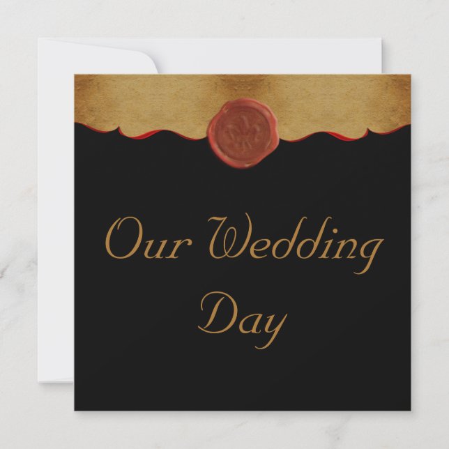 Fleur de Lis Scroll Wedding Invitation (Front)