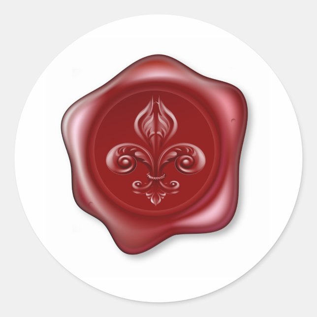 Fleur-de-lis Sealing Wax Classic Round Sticker (Front)