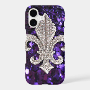 Fleur De Lis sequins violets bijou scintillant