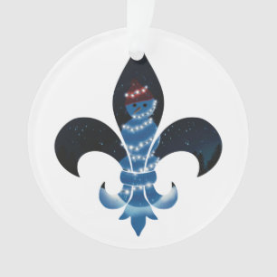 Fleur De Lis Snowman avec lumières sur Acrylique