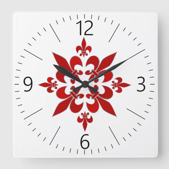 Fleur de Lis Square Wall Clock (Front)
